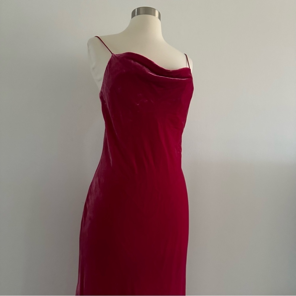 NEW Banana Republic Rita Maxi Velvet Dress XS Bright Berry - Picture 6 of 11
